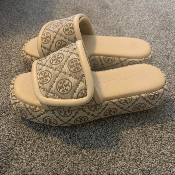Tory Burch T Monogram Platform Bubble Slides Sz 8 - Picture 7 of 11